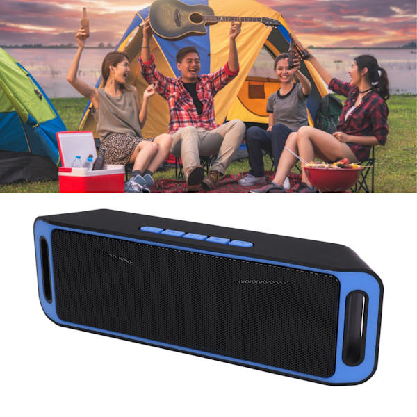 Bluetooth-högtalare med dubbla högtalare, trådlös bärbar högtalare, multifunktionell mini-Bluetooth-högtalare för hem, utomhus, bil, blå