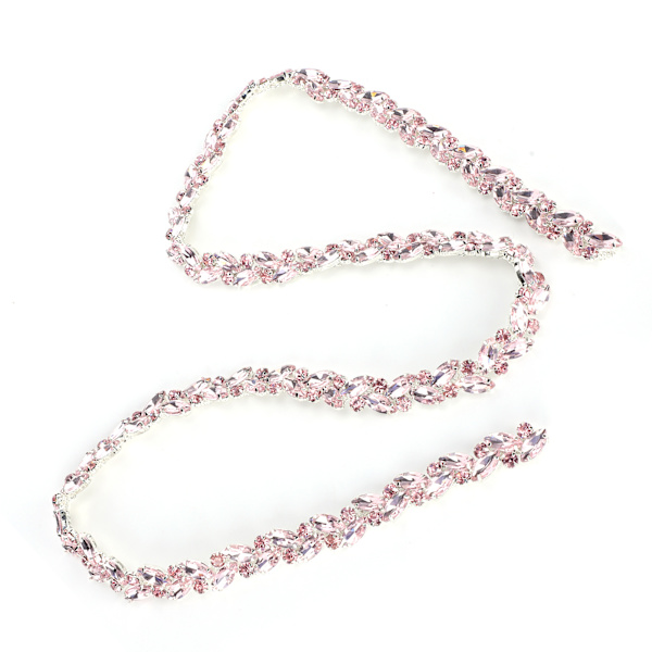 Hesteøye Blomstkjede Glass Diamant DIY Skolisser Klær Dekorasjon Tilbehør Rosa