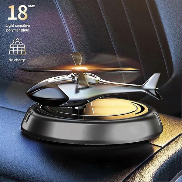 【02】Bilduft Helikopter Bilduftfrisker ornamenter Indretning Solar Roterende Aroma Diffuser til Kontor GRAY