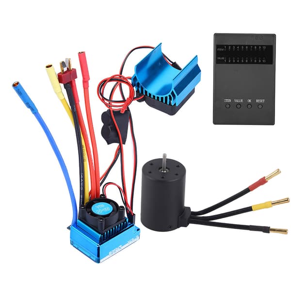 3650 Motor 4300Kv Brushless ESC Køleplade Programkort Sæt til 1/10 RC Bil (60A)