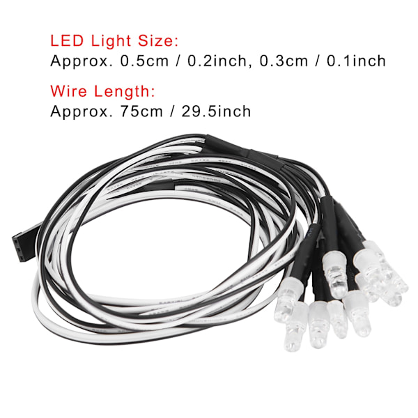 12 kpl 5 mm/3 mm etu- ja takavalot LED-valot RC-mallin drift-auton lisävaruste