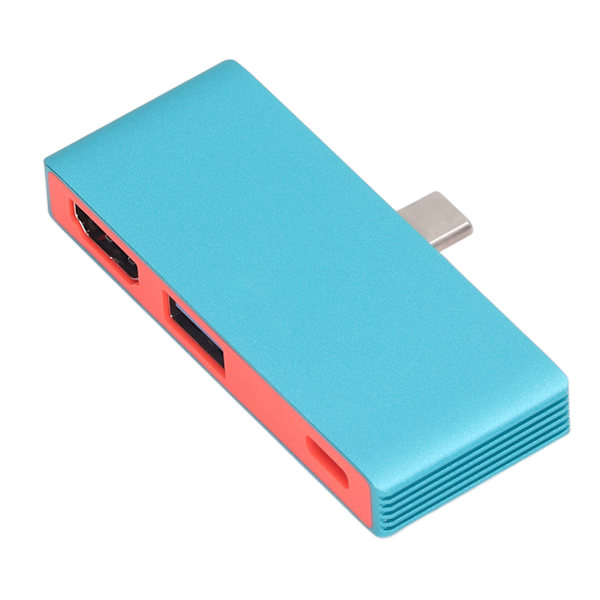 3-in-1 Type-C-telakointiasema, kannettava latausasema, 4K HD -multimedialiitäntä, PD ja USB 3.0, sininen