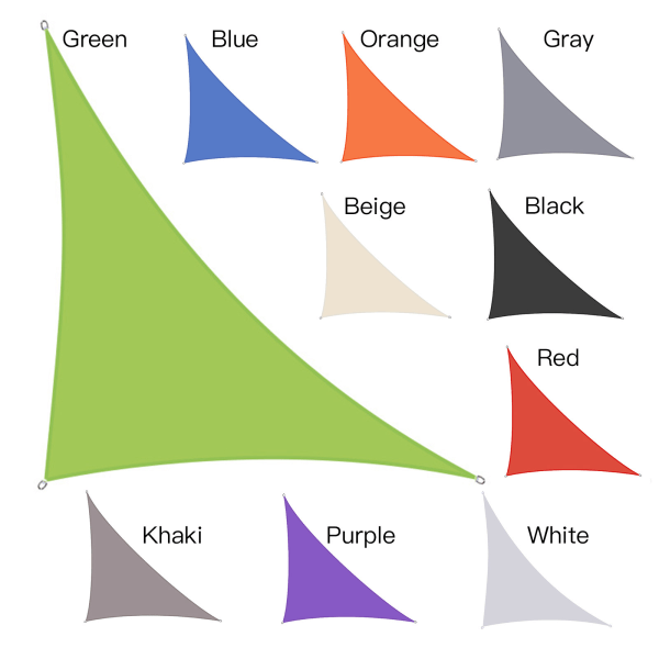 Utomhus trädgårdstält 4*4*5.7M höger triangulär solsegel (khaki) inklusive tillbehör
