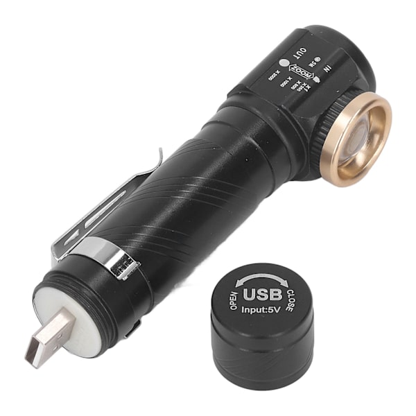 Irrotettava USB-ladattava LED-otsalamppu taskulampulla, 4 säädettävää kirkkaustasoa ja teleskooppinen zoomausominaisuus