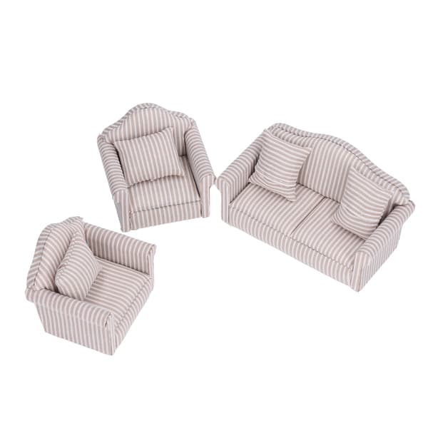 Miniatyr Sofagruppe Simuleringsdukkehus Sofa med Puter for Aldre 3 og Oppover