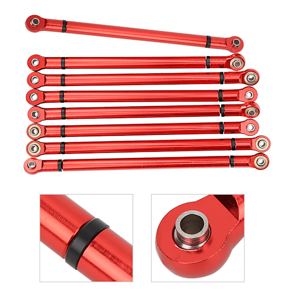 8 stk Røde Aluminium Legger for SCX10 1/10 Skala 313mm Akselavstand RC Crawler Bil