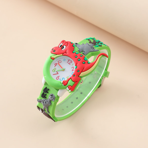 1 bit watch(röd dinosaurie), vattentät barnarmbandsur Quartz urverk, 3D tecknad design, Digital watch för 3 år till 11 år gammal