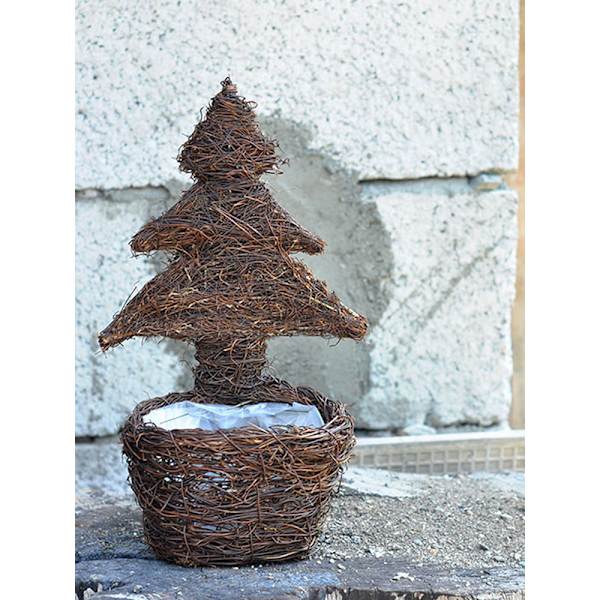 (Pakkaus koko 35*18*18cm) Rattan kukkakori joulukuusen koriste sammakko rottingista kudottu mehikasvien istutuskori vedenpitävällä kalvolla