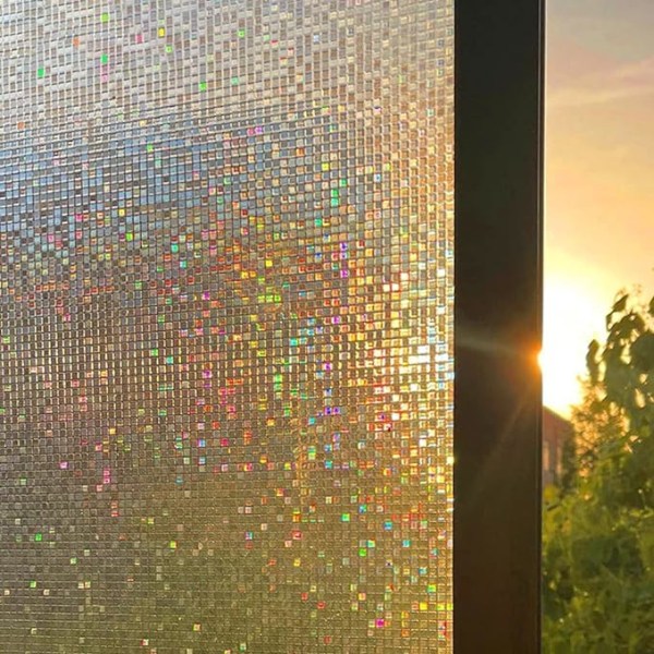 3D-ikkunakalvo (läpinäkyvä - mosaiikki, 45cm*1m) Sateenkaariefekti koristeellinen yksityisyyskalvo lasi anti - UV sähköstaattinen pimennyskalvo