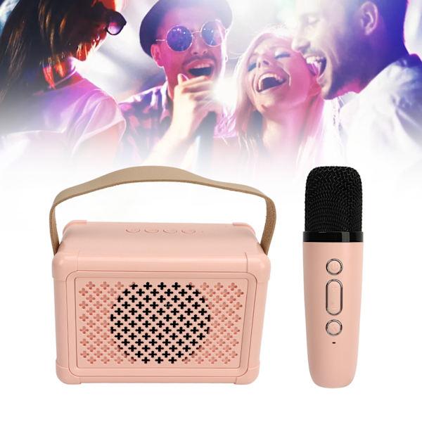 Kannettava Karaoke-kaiutinjärjestelmä Monitoiminen Mini-ihastuttava Bluetooth-kaiutin mikrofonilla Koti- ja Ulkojuhliin Vaaleanpunainen