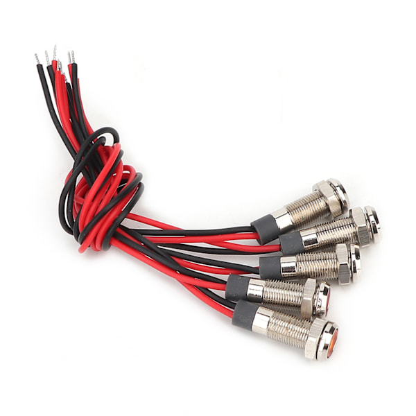 5-pak IP66 Vandtæt 6mm LED Metal Advarselslys med Ledning 1NO (AC220V)