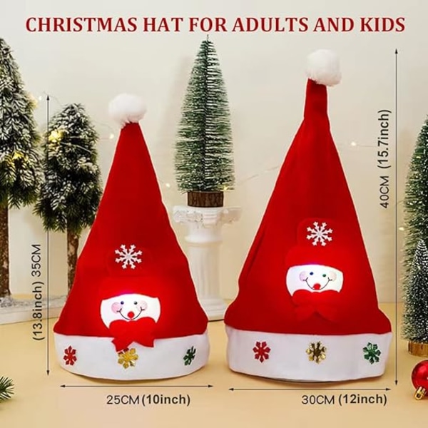 Joulupukin hattu, jouluhattu, 2kpl Punainen Valkoinen Joulujuhlahattu fo