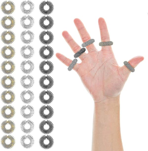 [BT02]30 st Acupressur Fingermassage Ringar Spikade Sensoriska Fingerringar