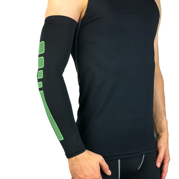 2 delar kompressionsärm Armstöd ansträngning Sport - behå armbågsmanschett Långärmad elastisk armbågsstöd som andas - prestanda och återhämtning mörkgrå（