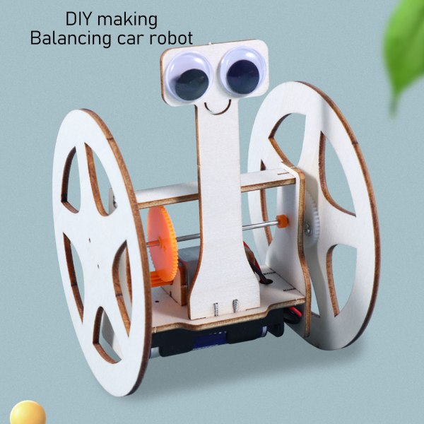 Motorrobotlegetøj Elektrisk Videnskabeligt DIY Balance-bil Robotteknologilegetøj i træ til børn Type 1