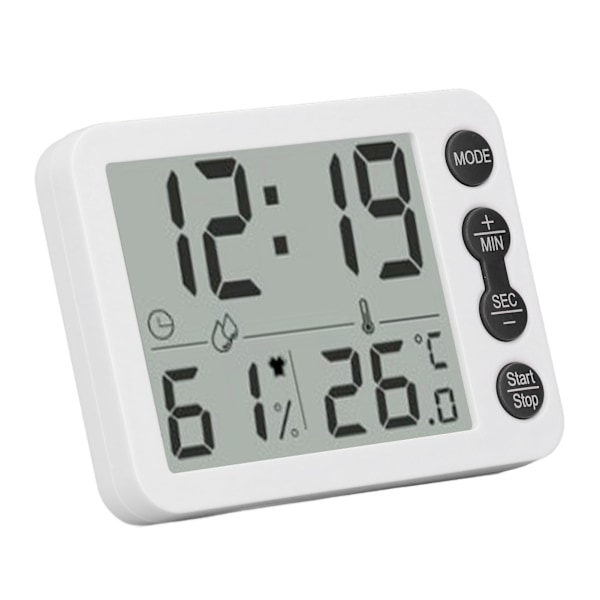 Indendørs Digital Temperatur- og Luftfugtighedsmåler Multifunktionel Elektronisk Termometer Hygrometer med Alarmfunktion Hvid Sort Nøgle