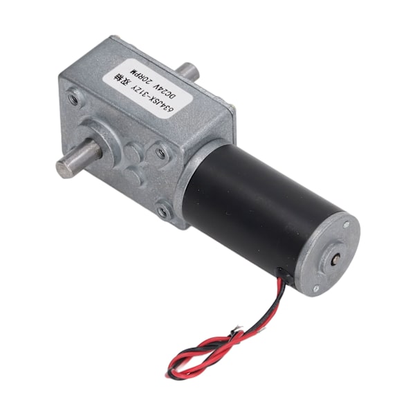 24V DC Gearmotor med Hastighedsreduktion, Selvspærrende Dobbelt Aksel, Reversibel Sneg Gear - 20 RPM