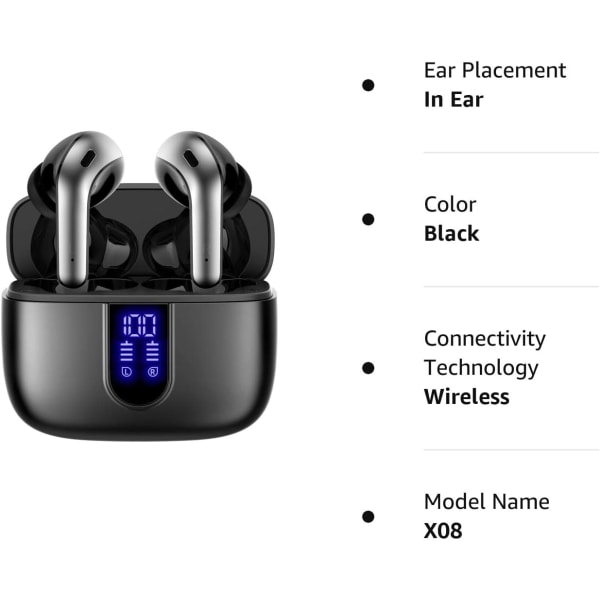 Harmaa-Bluetooth-kuulokkeet True Wireless Earbuds 36H Playback LED Power Display -kuulokkeet langattomalla case IPX5 Vedenpitävät korvakuulokkeet wi