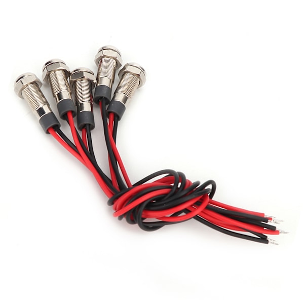 5-pak IP66 Vandtæt 6mm LED Metal Advarselslys med Ledning 1NO (AC220V)