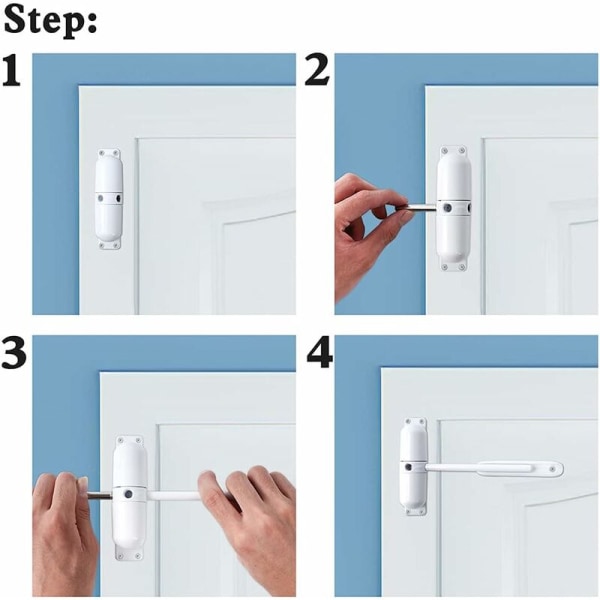 Automaattinen ovensuljin, turvajousi - helppo asentaa saranoidut ovet muuntaa itsestään sulkeutuviksi - valkoinen