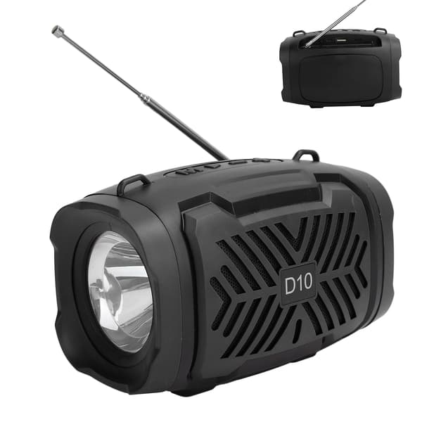 D10 Bluetooth 5.0 Trådløs Højttaler med USB FM og LED Lysrem Sort