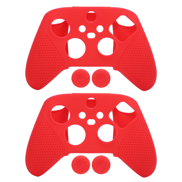 2 stk Antiskid Silikon Spillkonsollbeskyttelse Gamepad Håndtak Grep for Xbox Series S X (Rød)