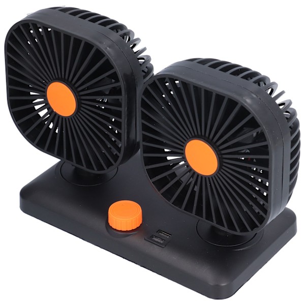 Bil Air Cooling Fan Dual Head USB Universal Cooling Device 360 Graders Justerbar Firkantet Lav Støj Bil Tilbehør