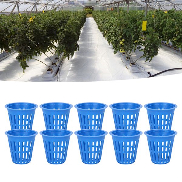 10 stk. Plantningskurv Hydroponisk Dyrkningskurv Plastik Plante Netkop til Balkonhave Blå