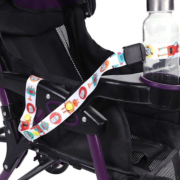 Justerbar 2,5 cm Babyflaskeholder med Stropp, Vognleketøy Sippy Leash Tether (Robot Design)