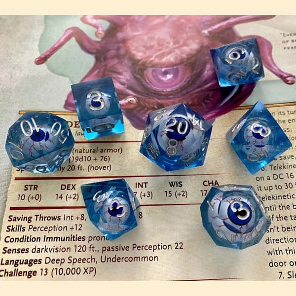 7 stk. Øjeæble Terningesæt Resin Bordplade RPG Spil Begynder Samling