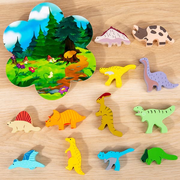 Stableleker i tre med dinosaurer for barn, gutter og jenter