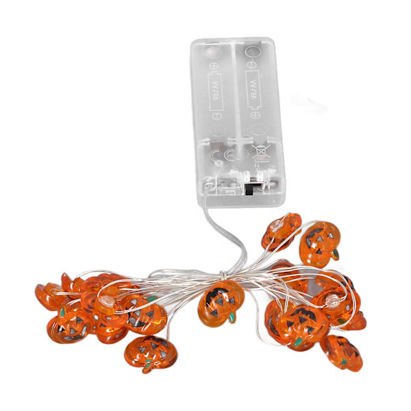 20-stykker 2m Batteridrevne LED-Gresskarlysstreng - Kobbertråd Halloween-dekor for innendørs og utendørs DIY-prosjekter