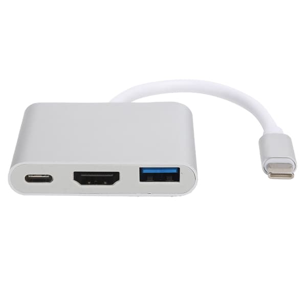 USB C Hub 3 i 1 Adapter 3.1 HDMI 4K Konverter Dock Sølv