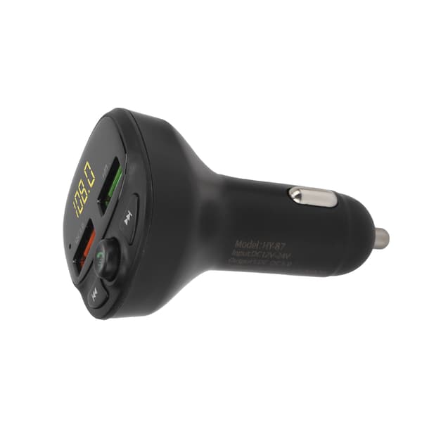 Bil Dobbelt USB FM-sender Bluetooth5.0 QC3.0 LED-display Trådløs Håndfri Stemmepåmindelse 12-24V