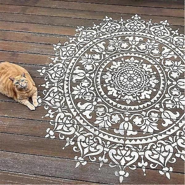 Mandala Help-Pattern Large Reusable Stencil for Floor, Wall, Tile, Fabric, Furniture