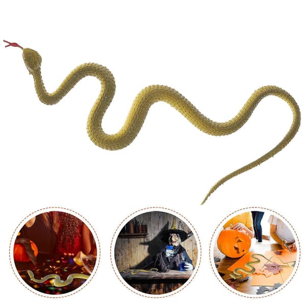 Realistic Yellow Rubber Snake Toy for Play Soft Fake Snake