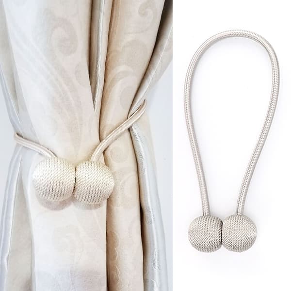 2 stk. Grå Magnetiske Gardin Tiebacks Rund Kugle Design Holder Tilbehør