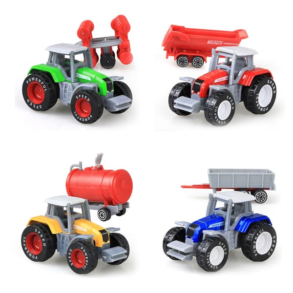 4 stk. Legering Traktor Leketøysett Ingeniør Bilmodell Gårds Kjøretøy For Barn Gutter