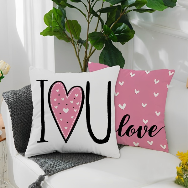 Valentinsdag Kærlighedsbrev Trykt Linned Pudebetræk - 45x45cm Pude til Stue og Soveværelse