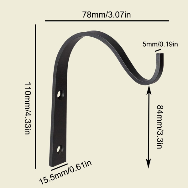 4st svart järnkrok takkrok balkong blomkorg krok vägg stark krok klädtorkkrok