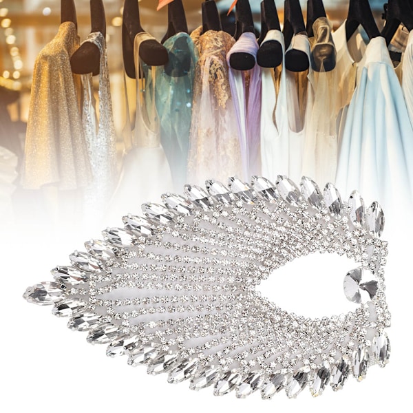 8,5 x 13 cm Rhinestone Claw Chain Dekorativ Kristall Hästögeapplikation Trim i Vit