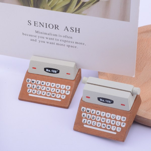 4-pack retro sedlarhållare i trä Skrivmaskinsformat meddelande Kontorsskrivbord Dekorativt hartsprydnad Fotohållare Visitkortshållare (slumpmässig färg)