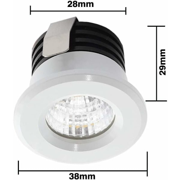 Sæt med 4 Mini LED-indbygningsspots 3 W Varm hvid, Mini LED-spot til butiksvindue, Nummerpladebelysning Inkl. Seperated Transformer