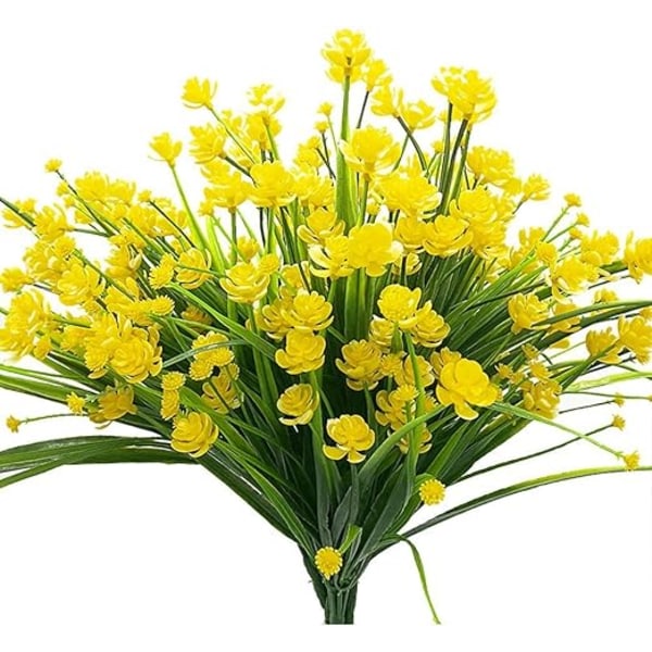 4 Gul Narcissus Busk Anti-UV kunstig plante Plastbusk Hjemmekontor Udendørs Have Gård Bryllupsbord Bondehus Borddekoration