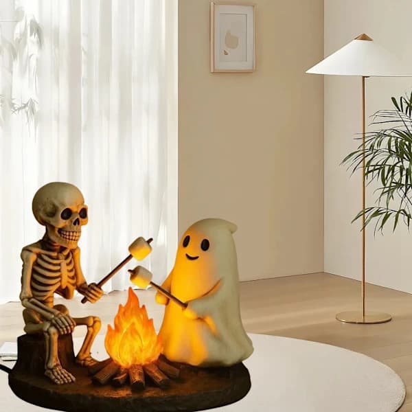 Halloween Ghost Campfire Flickering Night Light Skeleton Ghost Socket Decorations Crafts) Skeleton Ghost