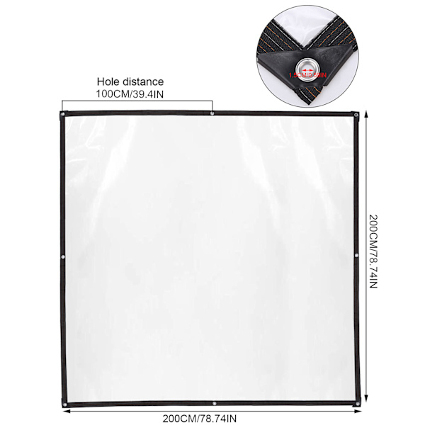 (1st/vit 2*2m tjock 0,16mm med 4m rep för regnskydd på sommaren och värmeisolering på vintern) PE-plastfilm med hål