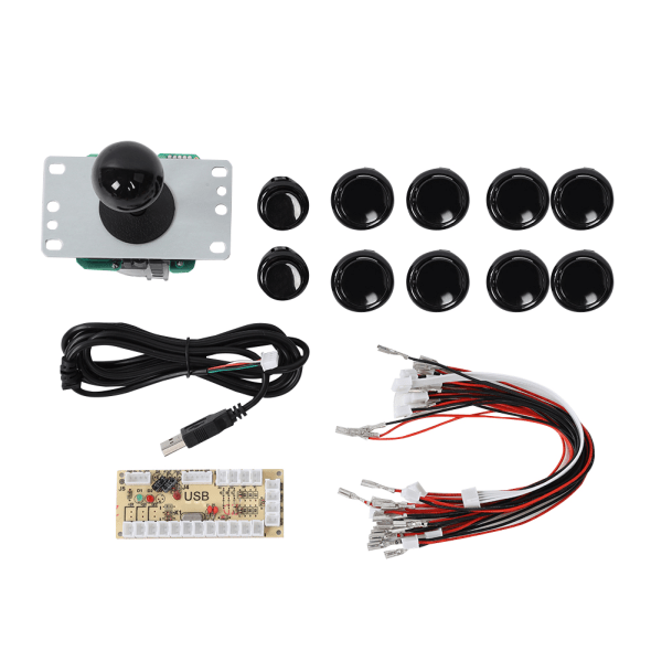 CY-822A DIY Arcade-spelknapp och joystick-set med en enda rocker för Raspberry Pi PC-spelmaskin, svart