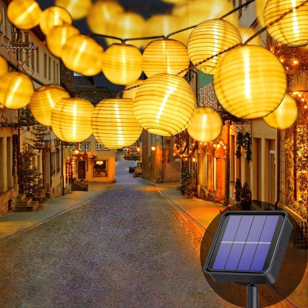 Solar String Lights Utendørs 5m 20 LED-lanterner 8 Modi Vanntett Solar Lights for Hage Balkong Hage Bryllup Julefest (varm hvit) [Energy Cl
