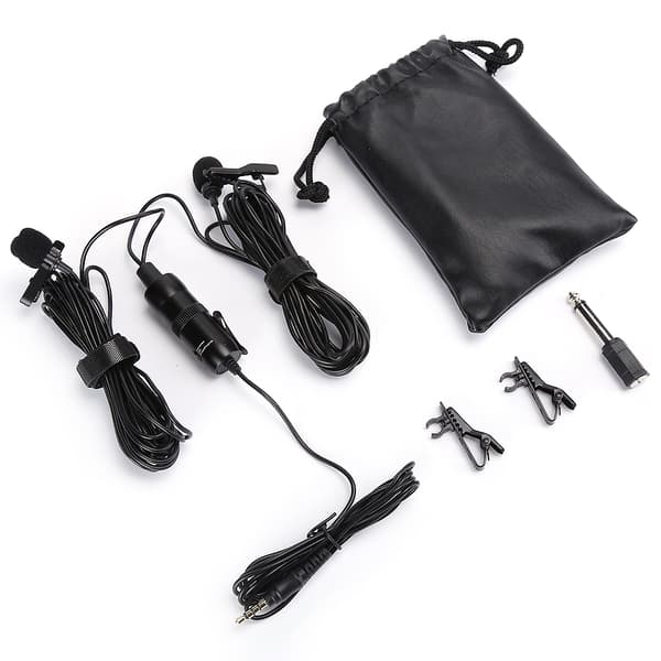 SL2 Lavalier Dobbel Mikrofon Bærbar Clip On Mini Mic 3.5mm Jack for PC