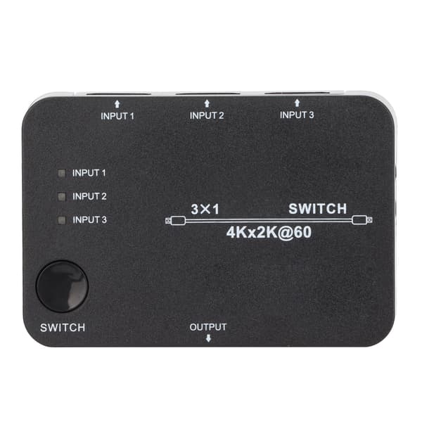 3 i 1 Ud 4K 60Hz HDMI Video Switcher HD Multimedie Interface Stabil Lav Strømadapter